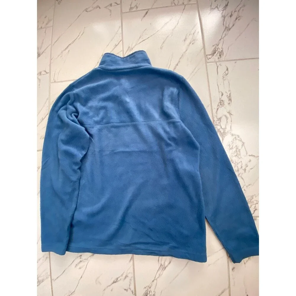Columbia Men's Medium Blue Fleece Snap Button Pullover Sweatshirt 100 Polyester